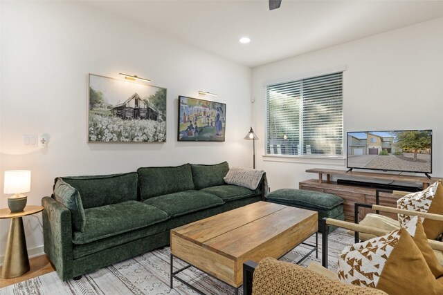 living room featuring light wood-type flooring