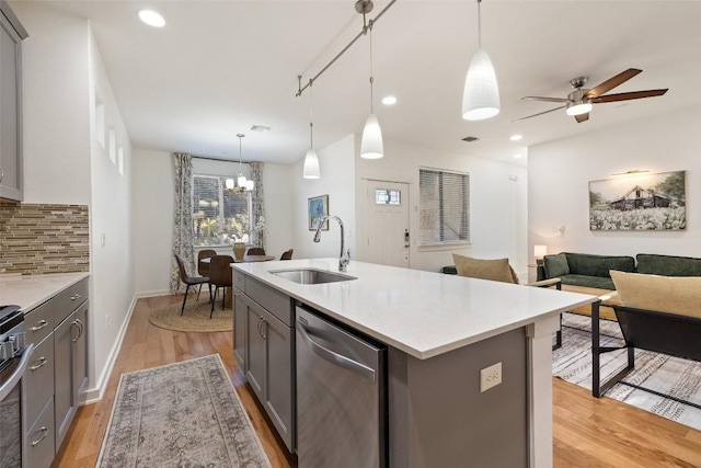 4408 Banister Ln Unit B, Austin, TX 78745 - kitchen featuring a sink, open floor plan, dishwasher, light countertops, and backsplash