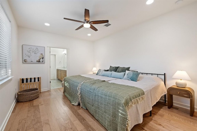 4408 Banister Ln Unit B, Austin, TX 78745 - bedroom with light wood-type flooring, baseboards, visible vents, and recessed lighting