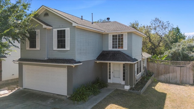 view of front property with a garage