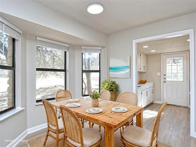 21401 Patton Ave Unit A & B, Lago Vista, TX 78645 - dining space with light wood-type flooring, baseboards, and healthy amount of natural light