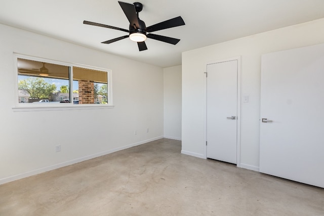 unfurnished bedroom with ceiling fan