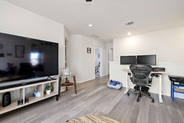 office featuring hardwood / wood-style floors