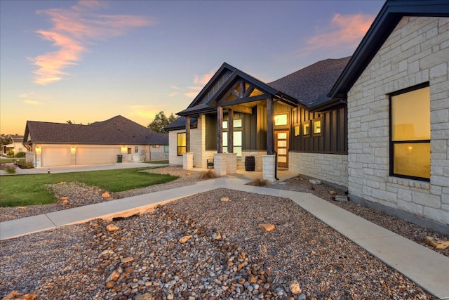 view of front of house with a garage