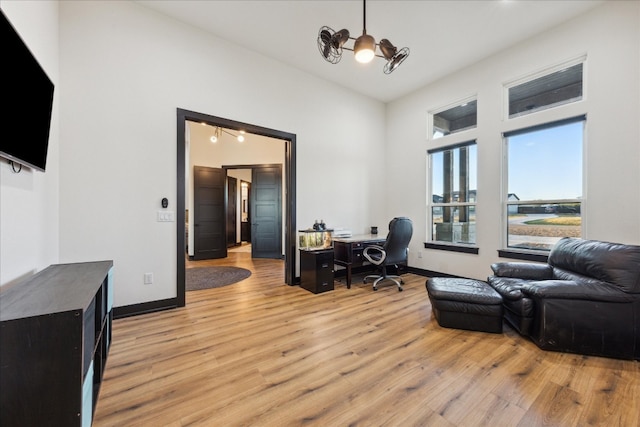 office space featuring light wood-type flooring