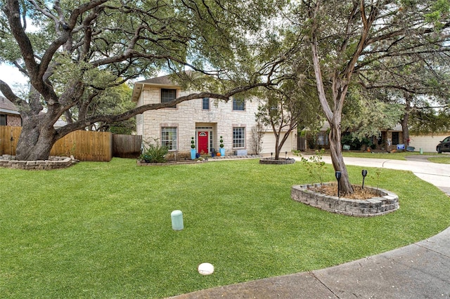 view of front of property with a front lawn