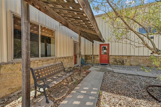 exterior space with a pergola