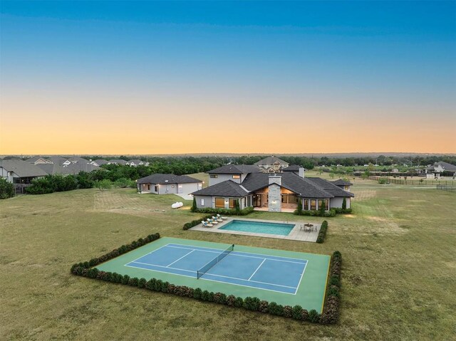 124 Park Place Dr, Georgetown, TX 78628 - aerial view at dusk of view of pool