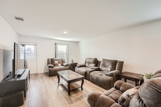 living room featuring light wood-type flooring