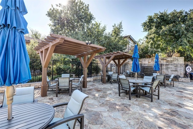 view of patio with a pergola