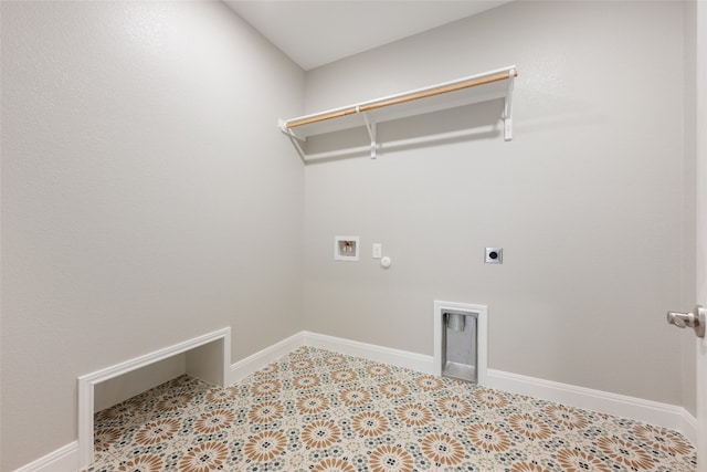 laundry area with gas dryer hookup, hookup for a washing machine, and electric dryer hookup