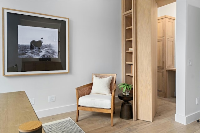 living area featuring light wood-type flooring