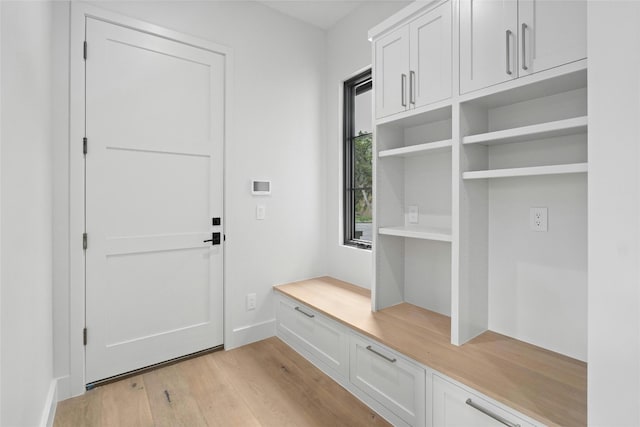 mudroom with light wood-type flooring