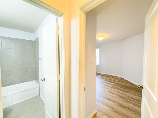 corridor featuring light wood-type flooring