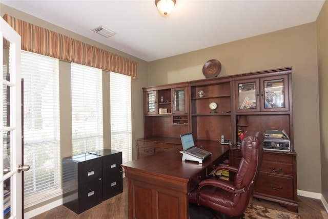 506 Fern Ct, Cedar Park, TX 78613 - home office featuring dark wood-style flooring