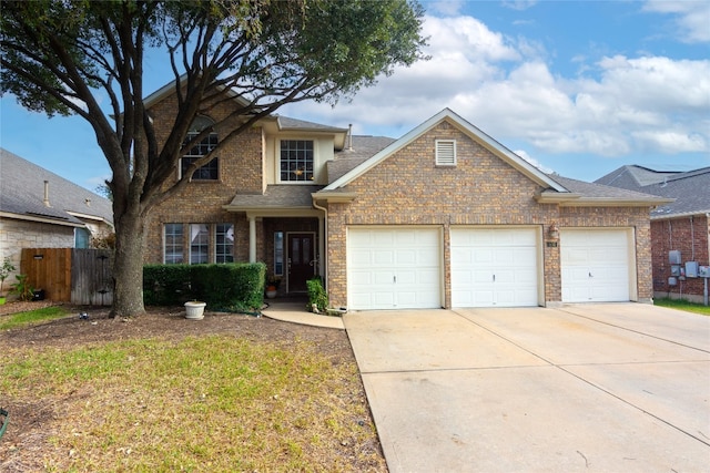 view of front property with a garage