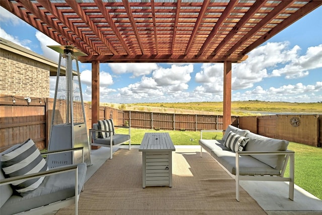 view of patio / terrace with a pergola and an outdoor living space