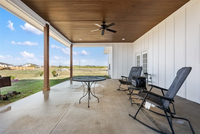 view of patio / terrace featuring ceiling fan