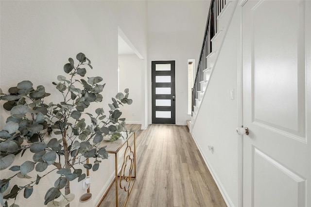 foyer with light hardwood / wood-style flooring