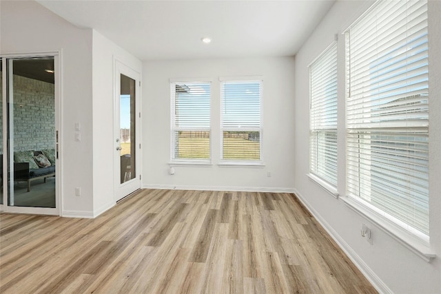 interior space with light hardwood / wood-style flooring