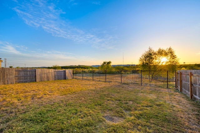 view of yard at dusk