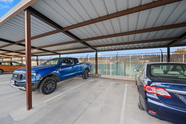 view of parking with a carport