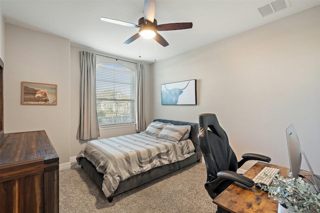 925 Overstreet Ln, Leander, TX 78641 - bedroom featuring carpet floors, baseboards, a ceiling fan, and an office area