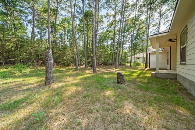 view of yard featuring ceiling fan