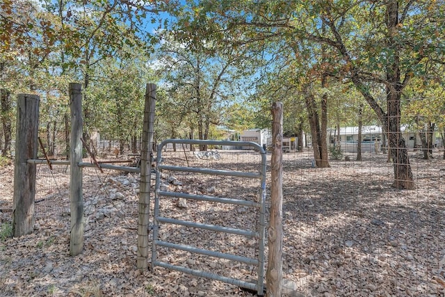 view of yard featuring fence and a gate