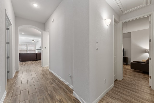 corridor featuring wood-type flooring