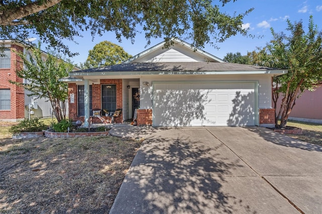 single story home with a garage