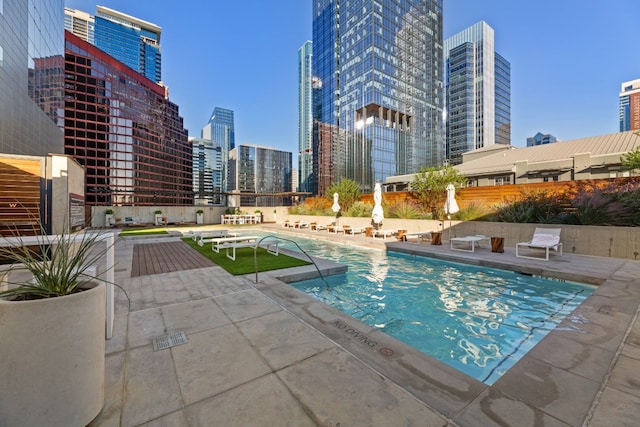 view of pool with a patio area