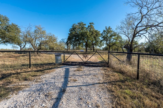 view of gate with a rural view