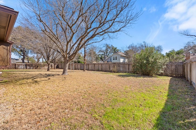 view of yard featuring a fenced backyard