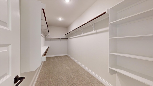 spacious closet with light colored carpet