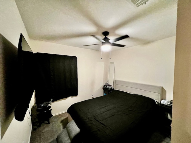 bedroom with carpet floors and ceiling fan