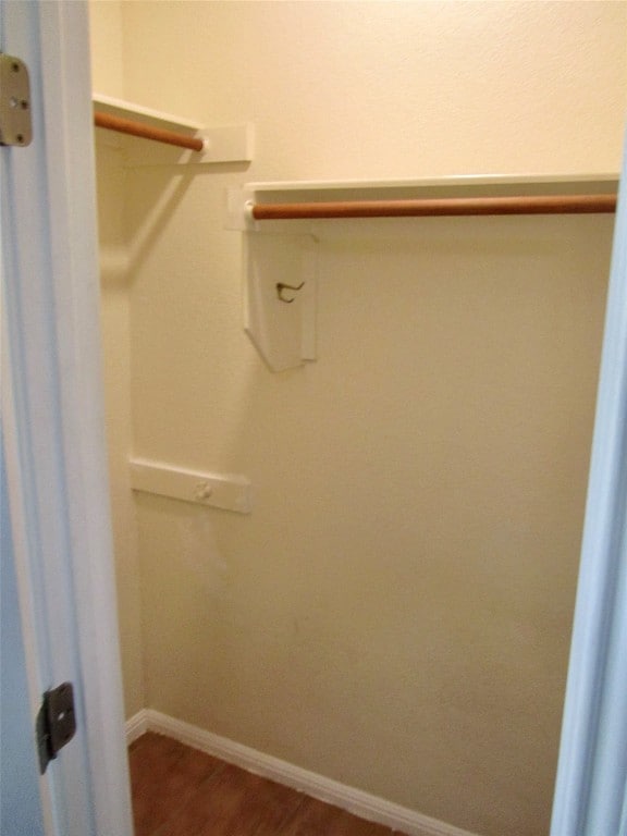 walk in closet featuring wood-type flooring