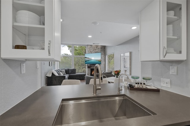 kitchen with white cabinets and sink