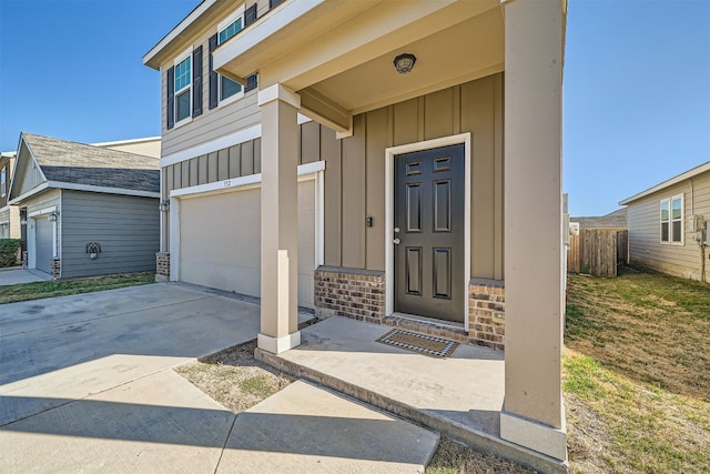 entrance to property with a garage