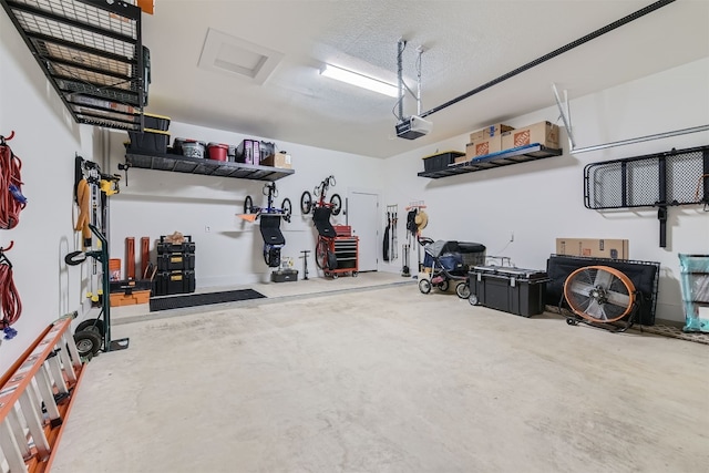 garage with a garage door opener