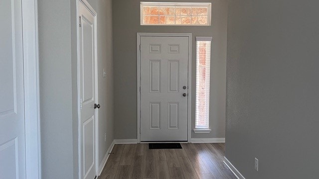 entryway featuring dark wood-type flooring