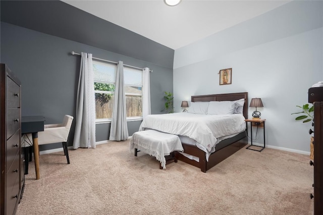 bedroom with light carpet