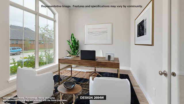 office area featuring hardwood / wood-style flooring