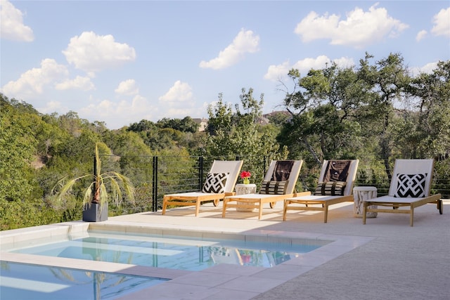 view of swimming pool with a patio