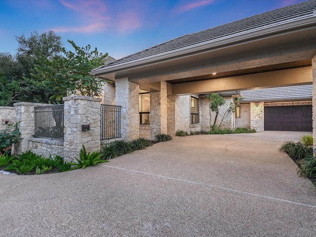 view of front of house with a garage