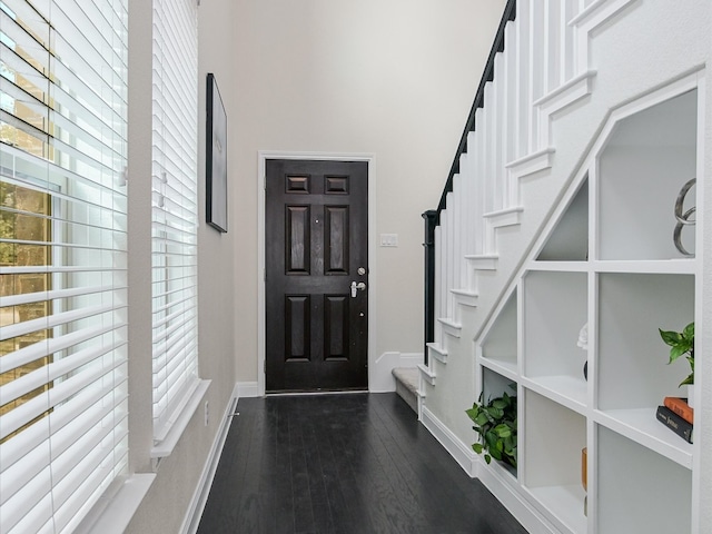 entrance foyer with dark hardwood / wood-style floors