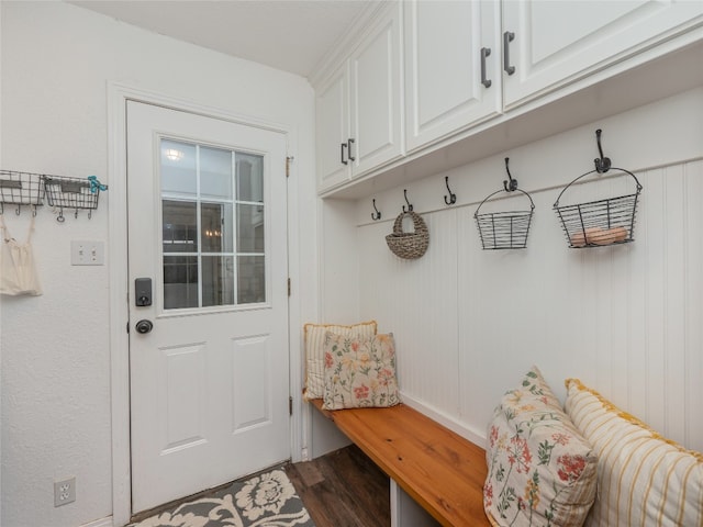 mudroom featuring dark hardwood / wood-style floors