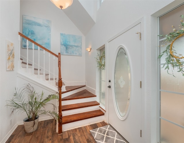 foyer entrance with dark wood-type flooring