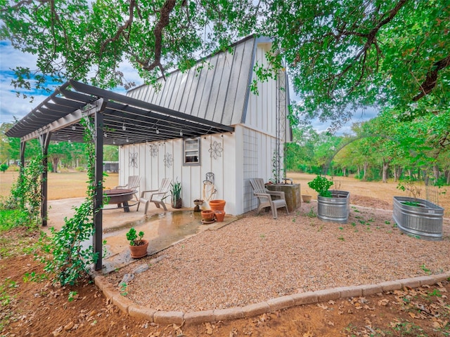 exterior space with a pergola