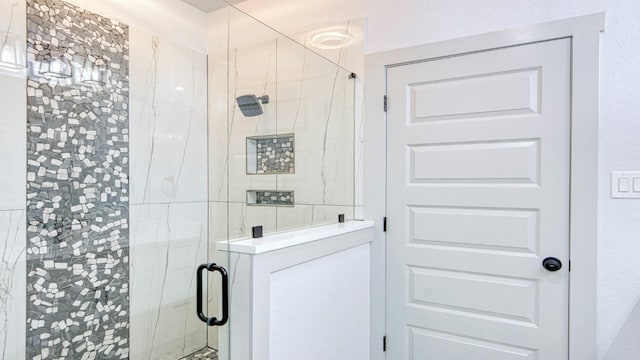 bathroom featuring walk in shower